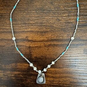 American Eagle Outfitters Silver and teal Beaded Necklace